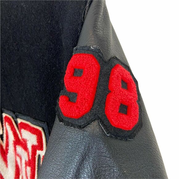 Letterman Varsity Jacket Vintage 1998 Delong Men's Black Long Sleeve size Large - Picture 3 of 16